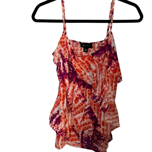 AB studio top women’s size medium orange purple ruffle adjustable strap VTG Y2K - Picture 1 of 7